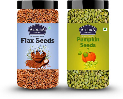 Aldeira Healthy Raw Seeds Combo Pack Each 150g - Flex Seeds & Pumpkin Seeds Brown Flax Seeds, Pumpkin Seeds(2 x 150 g)