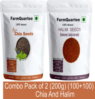 FarmQuartee Combo Pack 100g Each Total 200g Asaliya Garden Cress Halim & Chia Healthy Seeds Chia Seeds, Garden Cress Seeds(2 x 100 g)