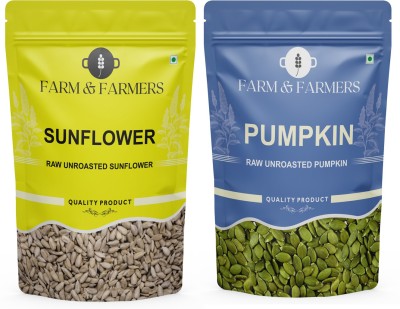 Farm & Farmers Pumpkin Seeds and Sunflower seeds 100gm each- AAA Grade,Premium Raw Edible seeds Pumpkin Seeds, Sunflower Seeds(200 g, Pack of 2)