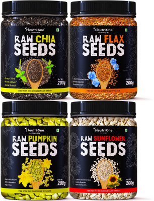 NeutriOne Raw Mixed Seeds Combo Enriched with Protein & Fiber for WeightLoss Immunity Gain Chia Seeds, Brown Flax Seeds, Pumpkin Seeds, Sunflower Seeds(800 g, Pack of 4)