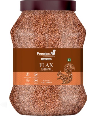 Feedsco Flax Seeds 2 Kg - Alsi Seeds | Rich in Protein Roasted Flax Seeds(2 kg)