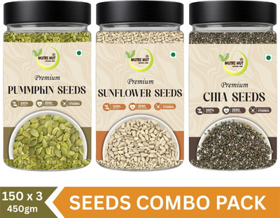 Nutri Hut Super Seeds Combo Pack - Sunflower, Pumpkin, and Chia Seeds Chia Seeds, Pumpkin Seeds, Sunflower Seeds(3 x 150 g)
