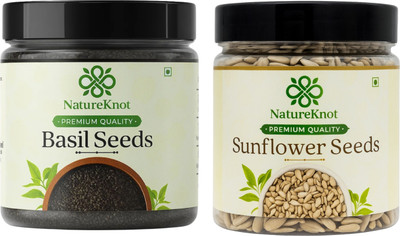 Natureknot Sunflower & Basil seeds combo pack 400g | High Protein & Fiber | Sunflower Seeds, Basil Seeds(2 x 200 g)