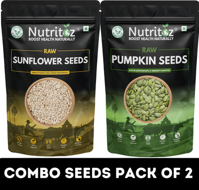 Nutritoz Premium Pumpkin Seeds & Sunflower Seeds Combo Pack | 100GM Each Pack of 2 | Pumpkin Seeds, Sunflower Seeds(2 x 100 g)