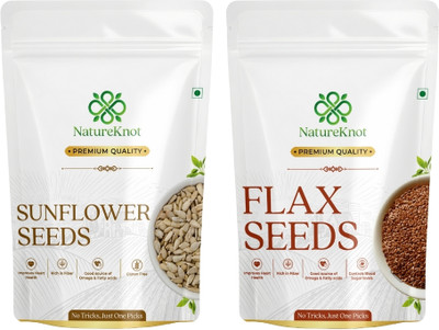 Natureknot Sunflower Seeds & Flax Seeds Combo | Omega-3 Rich | Sunflower Seeds, Brown Flax Seeds(2 x 100 g)