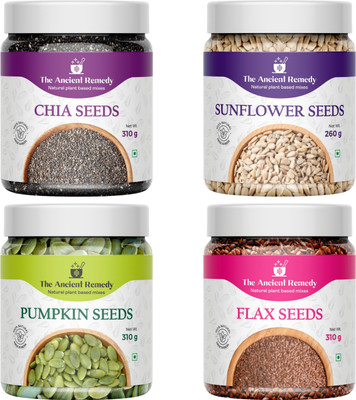 THE ANCIENT REMEDY Premium Mix Combo Seeds |Raw & Natural Super Seed for Cooking, Baking, & Snacks Chia Seeds, Sunflower Seeds, Pumpkin Seeds, Brown Flax Seeds(4 x 300 g)