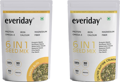 Everiday Salted Butter Crunch & Honey Bliss | 6-in-1 Roasted Healthy Mixed Seeds Mixed Seeds(2 x 125 g)