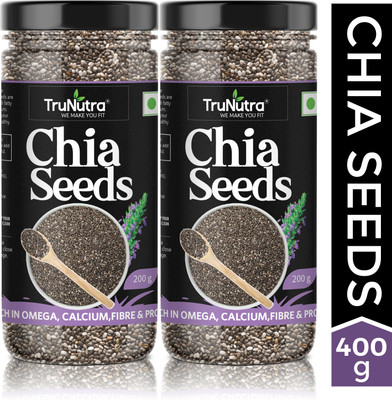 TruNutra Raw Chia Seeds for weight loss with Zinc and Fiber(400 g, Pack of 2)