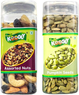 Koogly Premium Quality Assorted Nuts&Pumpkin Seeds For Free Time Snacking-Assorted Nuts Pumpkin Seeds(340 g, Pack of 2)