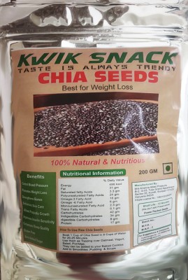 kwik snack Chia Seeds - Rich in Omega -3, Fiber | Seeds for Eating | Non-GMO | Diet Snacks Chia Seeds(200 g)