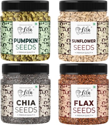 lila dry fruits Pumpkin Seeds, Sunflower Seeds, Chia seeds, Flax Seeds 500 gm each Jar Pumpkin Seeds, Sunflower Seeds, Chia Seeds, Brown Flax Seeds(2000 g, Pack of 4)