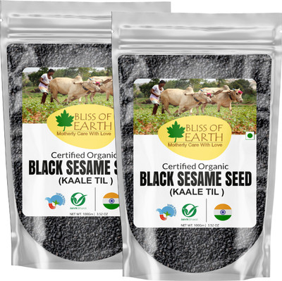 Bliss of Earth 2x100gm Black Sesame Seeds Unhulled Organic Fiber Rich for Cooking & Baking Black Sesame Seeds(200 g)