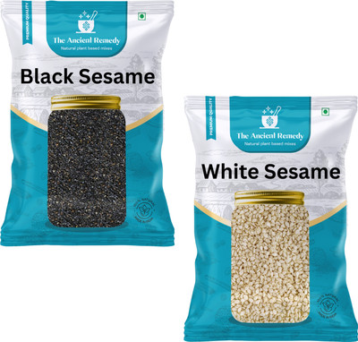 THE ANCIENT REMEDY Premium Raw Seed For Eating | Kitchen Essentials | Pack of 2 Black Sesame Seeds, White Sesame Seeds(2 x 980 g)