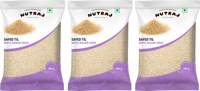 Nutraj White Sesame Seeds 600g (200g x 3), Raw Safed Till, White Til Seeds for Eating, Sesame Seeds(3 x 66.67 g)
