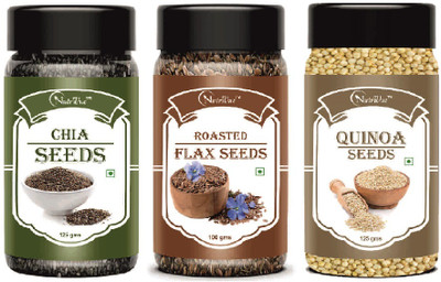 Nutrivue Chia Seeds, Roasted Flax Seeds and Quinoa Seeds for Weight Loss Combo Mixed Seeds(3 x 125 g)