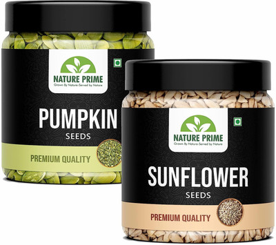 Nature Prime Raw Pumpkin Seeds - 250g and Sunflower Seeds - 250g | Immunity Booster | Pumpkin Seeds, Sunflower Seeds(2 x 250 g)