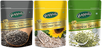 Happilo Healthy Raw Seeds Combo (Chia Natural Sunflower Natural Pumpkin ) Chia Seeds, Pumpkin Seeds, Sunflower Seeds(3 x 233.33 g)