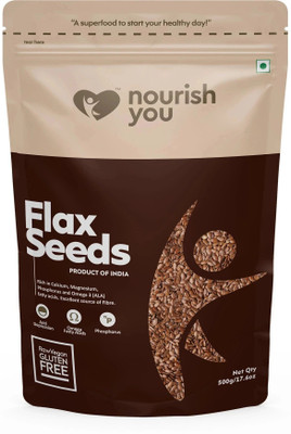 Nourish You Flax Seeds | Rich in Omega 3, Calcium and Fatty Acid - 500 G Brown Flax Seeds(500 g)