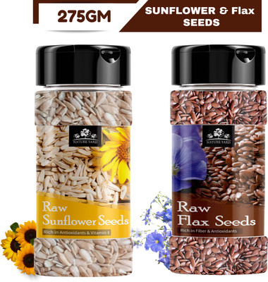 NATURE YARD Healthy Combo Sunflower & Flax Seeds/fibre Rich & Immunity Booster/Sprinkler Jar Sunflower Seeds, Brown Flax Seeds(2 x 137.5 g)