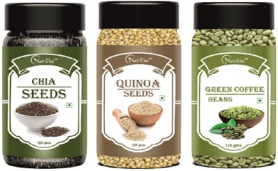 Nutrivue Chia Seeds, Quinoa Seeds and Green Coffee Beans for Weight Loss Combo Mixed Seeds(375 g, Pack of 3)