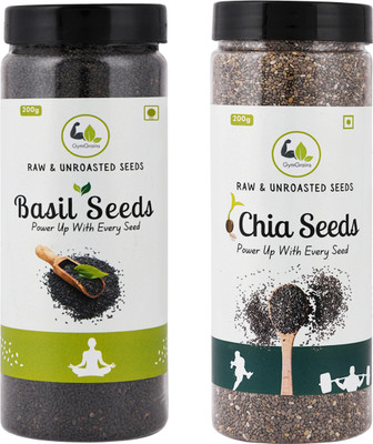 GymGrains Premium Detox & Hydration Combo | Basil Seeds & Chia Seeds Chia Seeds, Basil Seeds(2 x 100 g)