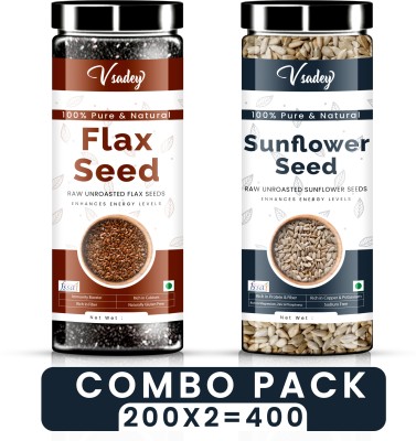 vsadey Vsadey Raw Flax Seeds & Sunflower Seeds 200X2 - Combo Pack Brown Flax Seeds, Sunflower Seeds(200 g, Pack of 2)