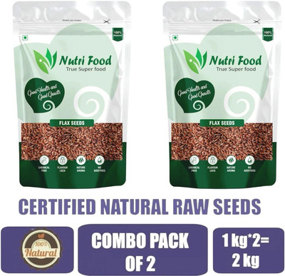 Nutri food Raw Flax seeds Rich in Omega 3 with Zinc and Protein for healthy life Brown Flax Seeds(2 x 1000 g)