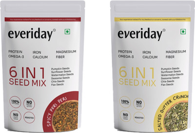 Everiday Spicy Peri Peri & Salted Butter Crunch Roasted 6-in-1 Super Seed Mix Combo Mixed Seeds(2 x 125 g)