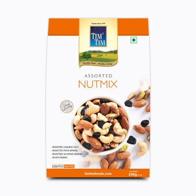Tim Tim Roasted Nutmix, Roasted Almonds kernels, Black raisin, Roasted Pista Kernels Assorted Fruit(1 x 250 g)
