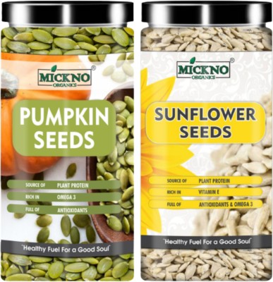 mickno organics Combo Pumpkin Seeds 200gm & Sunflower Seeds for Eating 200gm|Edible Seeds| Pumpkin Seeds, Sunflower Seeds(400 g, Pack of 2)