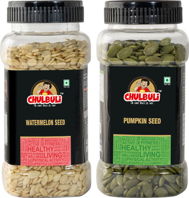 ppchulbuli Watermelon Seeds & Raw Pumpkin Seeds Raw Delicious Seeds for Healthy Heart Pumpkin Seeds, Watermelon Seeds(2 x 100 g)