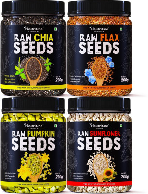 NeutriOne Raw Mixed Seeds Combo Enriched with Protein & Fiber for WeightLoss Immunity Gain Chia Seeds, Brown Flax Seeds, Pumpkin Seeds, Sunflower Seeds(4 x 200 g)