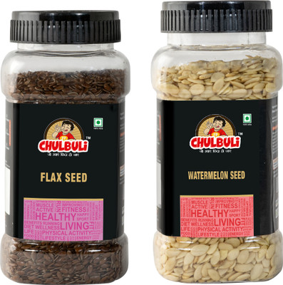 ppchulbuli Raw Flax Seeds & Watermelon Seed Better Heart Health Perfect for Healthy food Brown Flax Seeds, Watermelon Seeds(2 x 100 g)