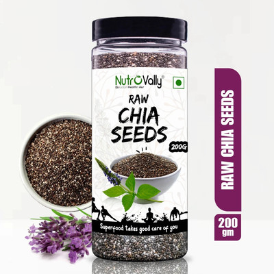 NutroVally Raw Chia Seeds for Weight Loss|Loaded with Omega 3, Zinc & Fiber|Diet Food Chia Seeds(200 g)