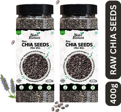 Nutri element Raw Chia Seeds for Weight Loss | Loaded with Omega 3, Zinc & Fiber | Diet Food, Black Chia Seeds(2 x 200 g)