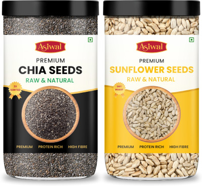 Asiwal Chia Seeds & Raw Sunflower Seeds Combo Pack | Triple Sortex Edible Seeds Combo Chia Seeds, Sunflower Seeds(2 x 400 g)