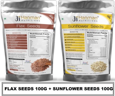 Hanman Nutritions Flax Seeds Weight Loss with Fiber Flax Seeds for Hair Growth with Sunflower Seed Brown Flax Seeds(200 g, Pack of 2)