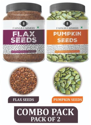 Farm & Farmers Raw Flax and Pumpkin seeds 250grams each|Edible seeds combo for weight loss Brown Flax Seeds, Pumpkin Seeds(500 g, Pack of 2)