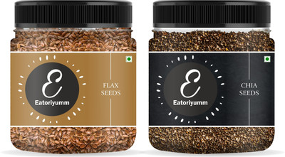 Eatoriyumm Seeds Combo Pack | Chia Seeds + Flax Seeds | Chia Seeds, Brown Flax Seeds(2 x 250 g)