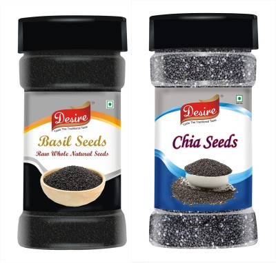 Desire Foods Basil Seeds Chia Seeds Combo Basil Seeds, Chia Seeds(500 g, Pack of 2)