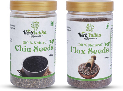 HERB VATIKA AYURVEDA Chia seed & Flax seed Combo Chia Seeds(2 x 200 g)