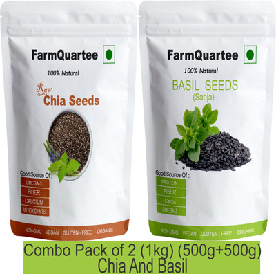 FarmQuartee Combo Pack of Chia Seed 500 gram and Basil Seed 500 gram Chia Seeds, Basil Seeds(2 x 0.5 kg)