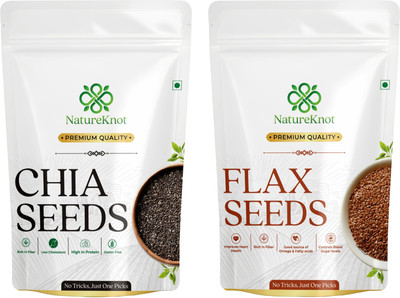 Natureknot Raw Chia Seeds & Flax Seeds Combo Pack | Chia Seeds, Brown Flax Seeds(2 x 100 g)