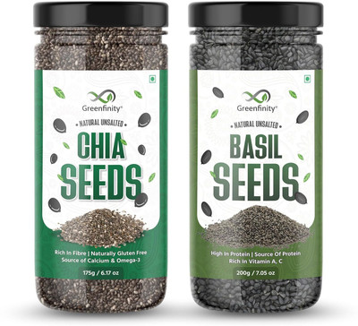 BrijBooti original chia seeds and sabja seeds combSeeds for Weight loss | Sabja Seed | Chia Seeds, Basil Seeds(2 x 200 g)