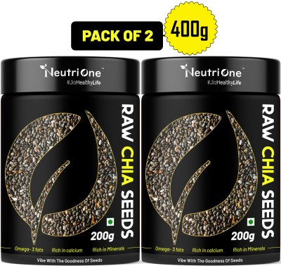 NeutriOne Raw Chia Seeds for Weight Loss with Omega 3 ,Zinc and Fiber,Calcium Rich/Protein Chia Seeds(400 g, Pack of 2)