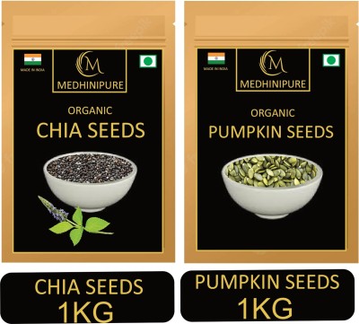 medhinipure Chia & Pumpkin Seeds Combowith Omega 3, Zinc, Calcium for weight loss, Each1000g Chia Seeds, Pumpkin Seeds(2000 g, Pack of 2)