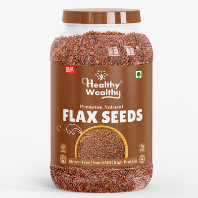 Healthy Wealthy Raw Flax Seeds Weight Loss | High in Dietary Fibre | Rich in Omega 3 Fatty Acid Brown Flax Seeds(1 kg)