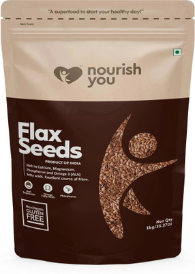 Nourish You Flax Seeds | Rich in Omega 3, Calcium and Fatty Acid - 1 KG Brown Flax Seeds(1000 g)