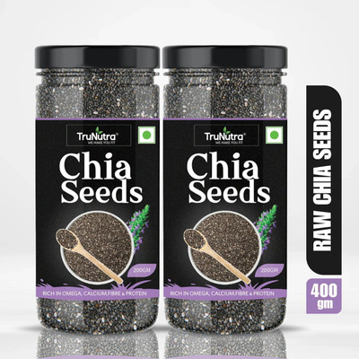 TruNutra Raw Chia Seeds authentic natural health supplements weight management with Zinc and Protein Chia Seeds(2 x 200 g)