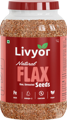 LIVYOR Flax Seeds - Raw, Unroasted, Rich in Omega 3 and Iron Brown Flax Seeds(1 kg)